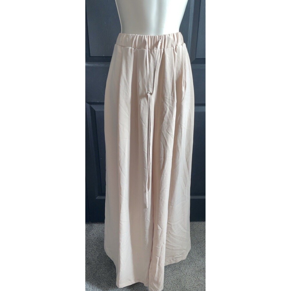 CIDER Wide Leg Palazzo Pants - Size L - Beige / Nude